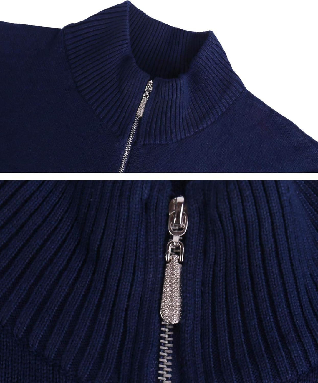 iClosam Herren Strickjacke Feinstrick Mit Stehkragen Und Reissverschluss Blau S, Blau S