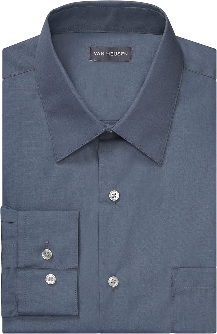 Van Heusen Herren Popeline, Normale Passform, Fester Spitzkragen Klassisches Hemd 42 cm Hals 81 cm-