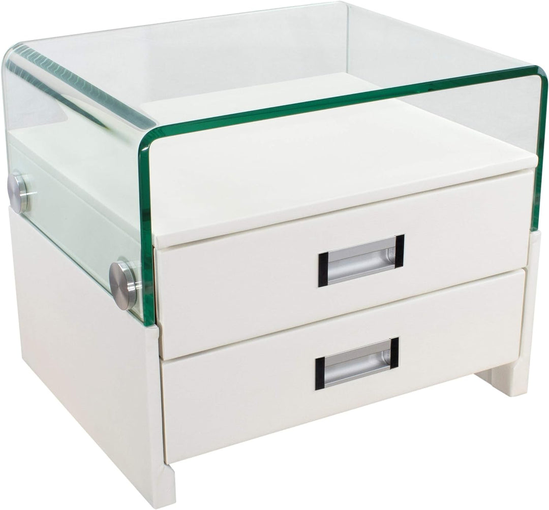 i-flair® - Nachttisch, Nachtkonsole aus hochwertigem Kunstleder - S69 Weiss, Weiss