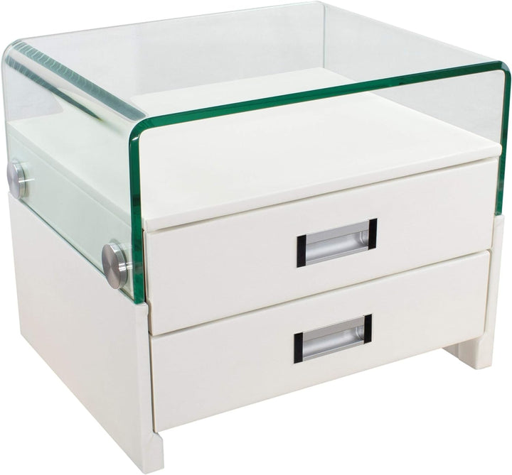 i-flair® - Nachttisch, Nachtkonsole aus hochwertigem Kunstleder - S69 Weiss, Weiss