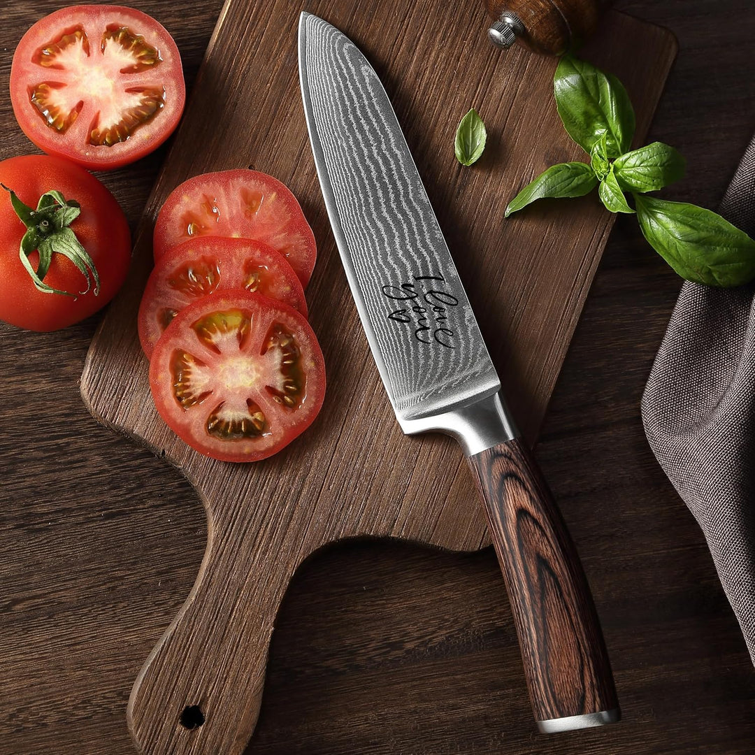 Wakoli EDIB Damastmesser Santoku Personalisiertes Geschenk I scharfe 17 cm Klinge aus 67 Lagen Damas