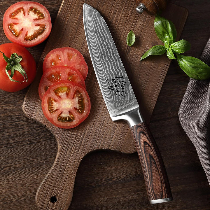 Wakoli EDIB Damastmesser Santoku Personalisiertes Geschenk I scharfe 17 cm Klinge aus 67 Lagen Damas