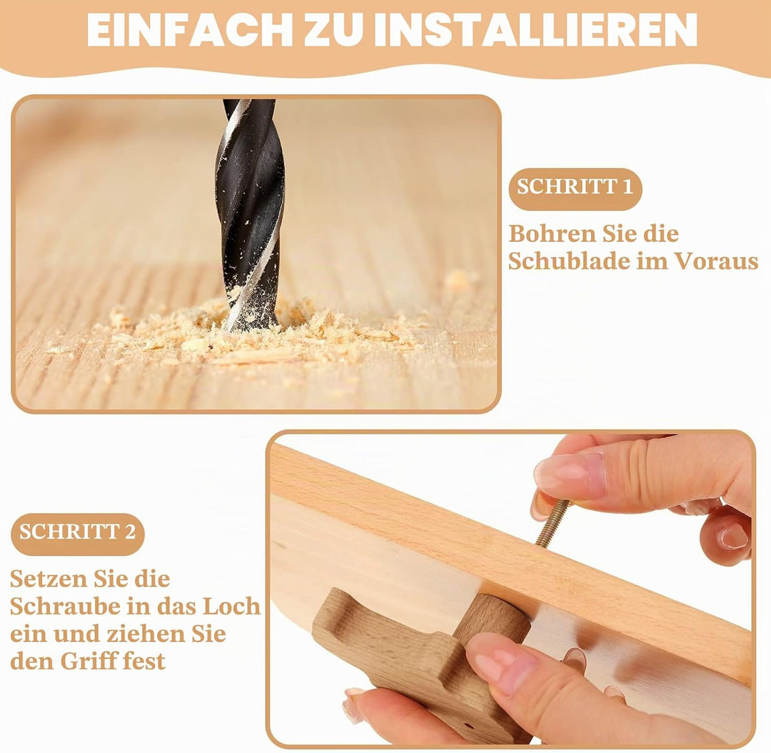 Qunclay Schrankknäufe aus Holz, dekorative Holzknöpfe mit Schrauben, Kommode, Ziehen, Holz, Marine,