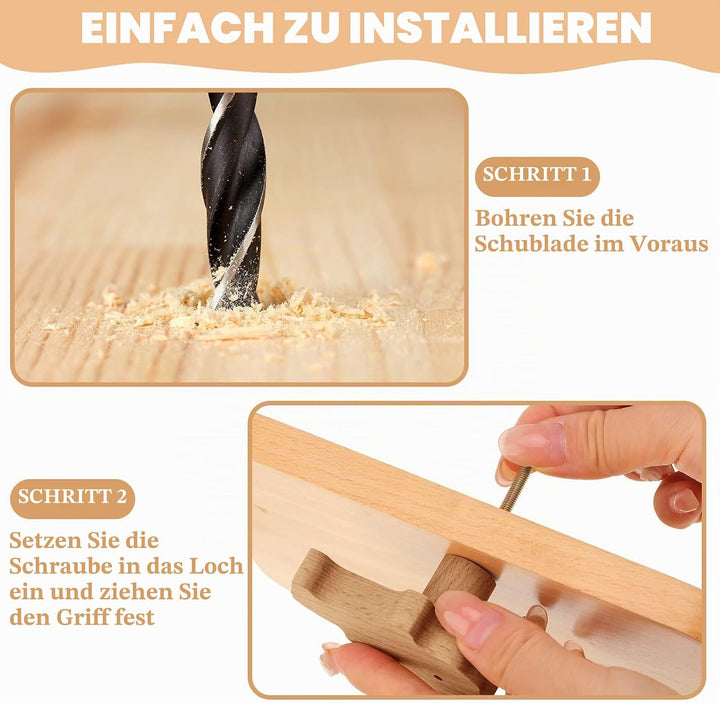 Qunclay Schrankknäufe aus Holz, dekorative Holzknöpfe mit Schrauben, Kommode, Ziehen, Holz, Marine,