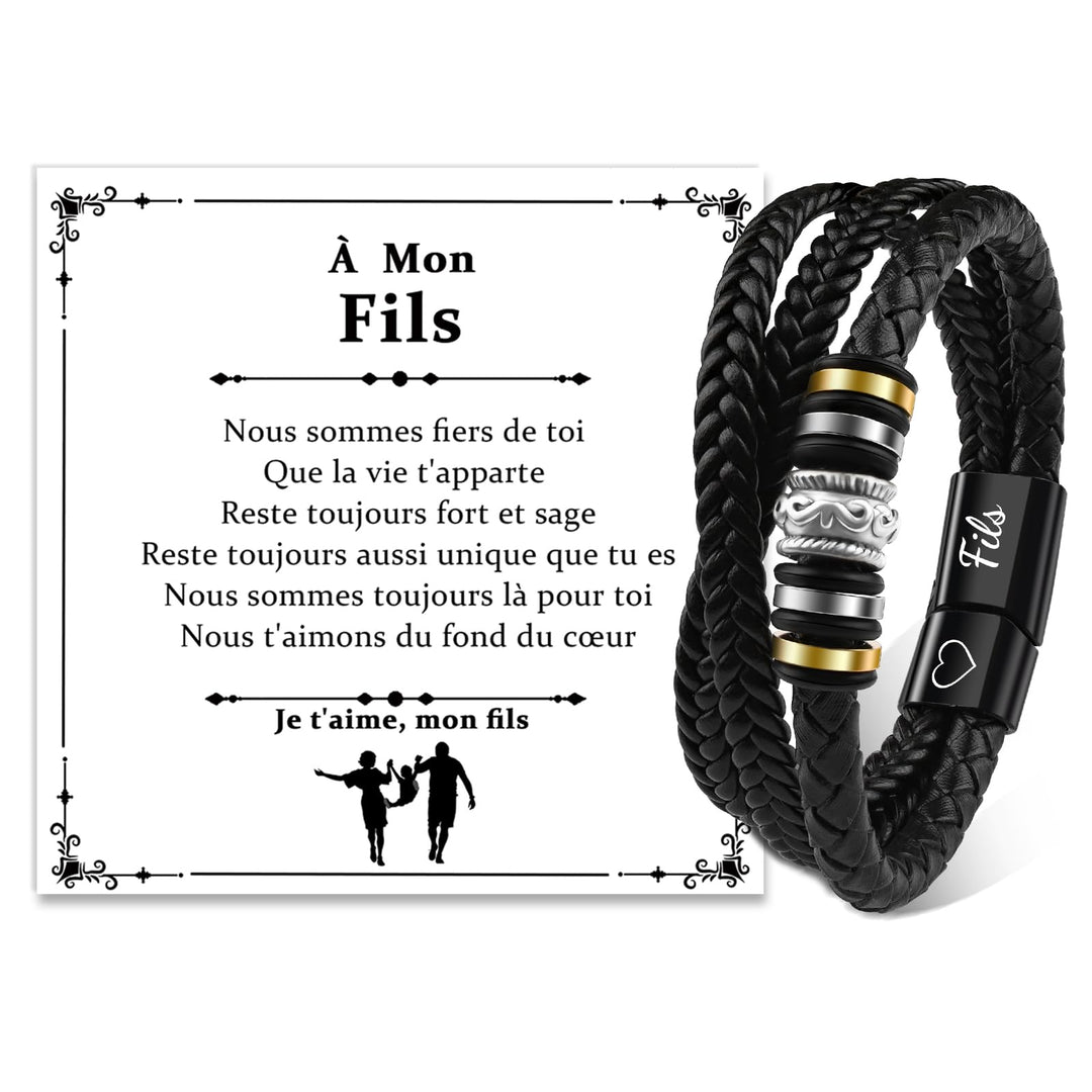 CheersLife Geschenk für Sohn Lederarmband Herren An Meinen Sohn Armband für Sohn 18. Geburtstag Jung