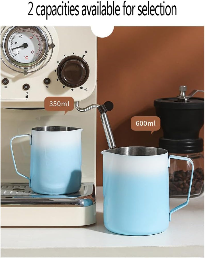 Espresso-Krug aus Edelstahl, zum Aufschäumen von Kaffee, Milch, Kaffee, Dampfkrug – Grün, 350 ml Grü