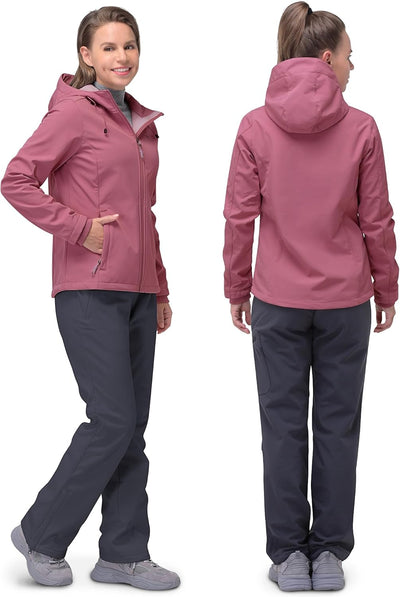 33,000ft Softshelljacke Damen Wasserdichte Atmungsaktive Warme Winterjacke Fleece Übergangsjacke Win