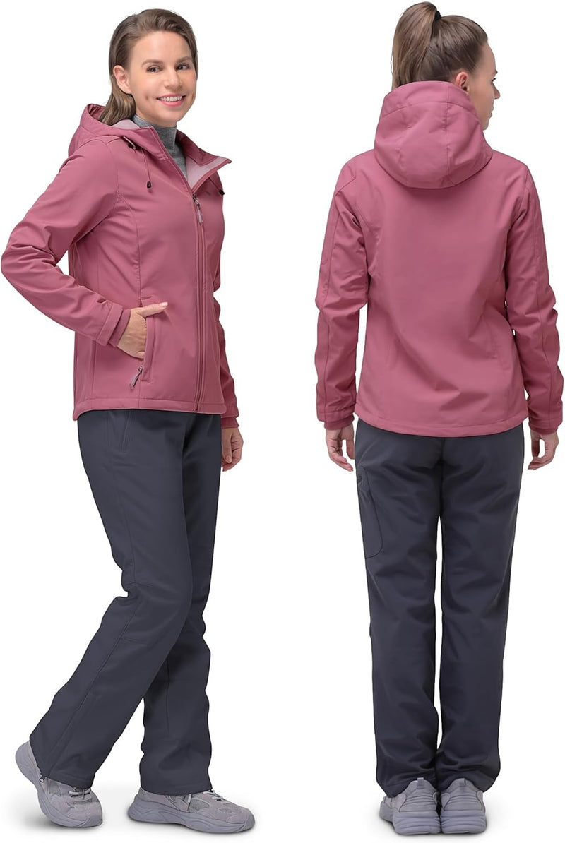 33,000ft Softshelljacke Damen Wasserdichte Atmungsaktive Warme Winterjacke Fleece Übergangsjacke Win