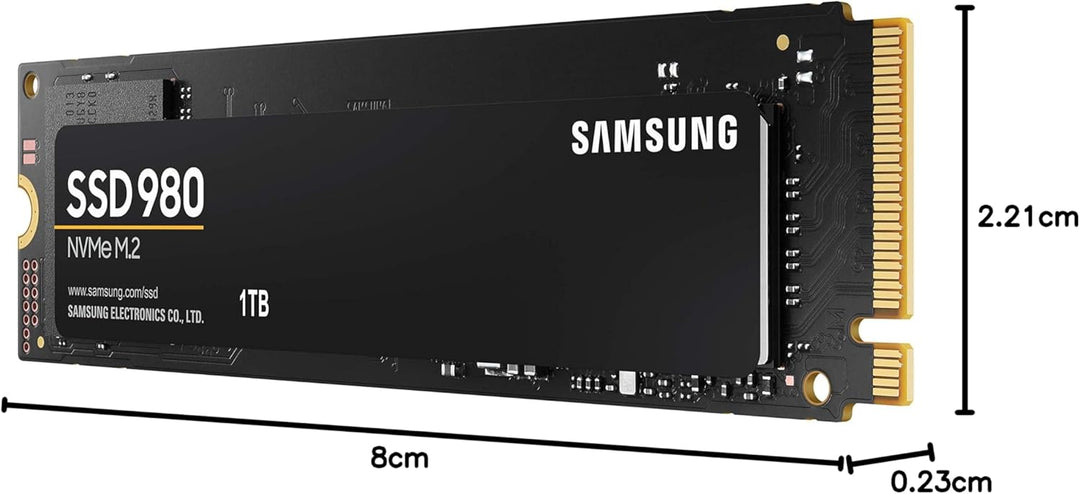 Samsung 980 NVMe M.2 SSD, 1 TB, PCIe 3.0, 3.500 MB/s Lesen, 3.000 MB/s Schreiben, Interne SSD für Ga