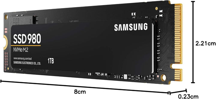 Samsung 980 NVMe M.2 SSD, 1 TB, PCIe 3.0, 3.500 MB/s Lesen, 3.000 MB/s Schreiben, Interne SSD für Ga