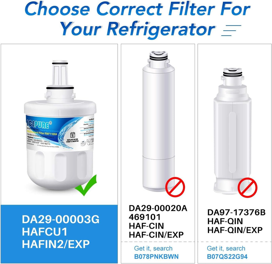 ICEPURE Kühlschrank Wasserfilter Kompatibel mit Samsung DA29-00003F, DA29-00003G, Aqua Pure Plus Haf