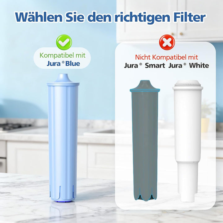 4 Pack Ersatzwasserfilter für Jura Blue, 71312 Blue, Kompatibel mit die GIGA, ENA Micro, IMPRESSA-Se