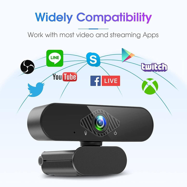 Webcam mit Mikrofon, 1080P Web PC Kamera mit 120° Blickfeld, Belichtungskorrektur und Drehbarem Clip
