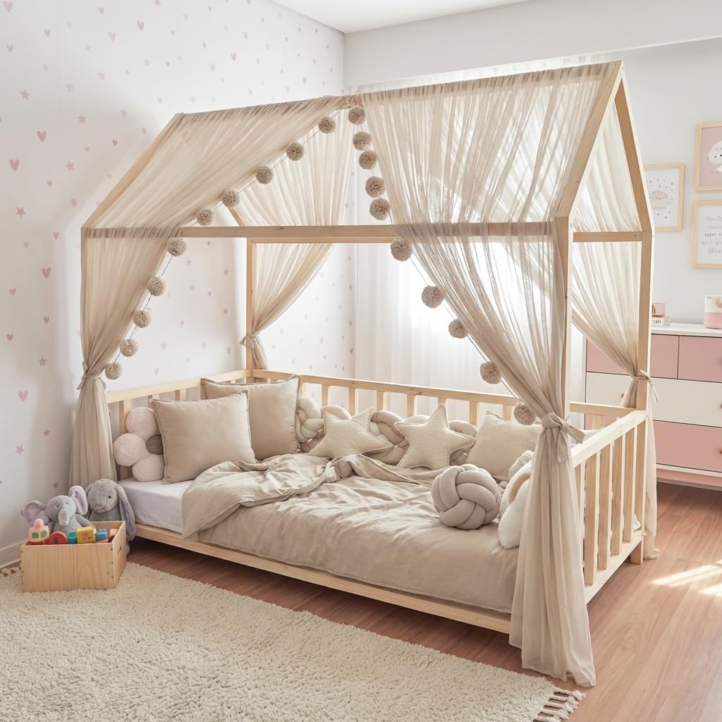 Baby Fancyroom Hausbett Himmel Betthimmel für Kinderbett Kinderzimmer Baldachin Bettvorhang Betthimm