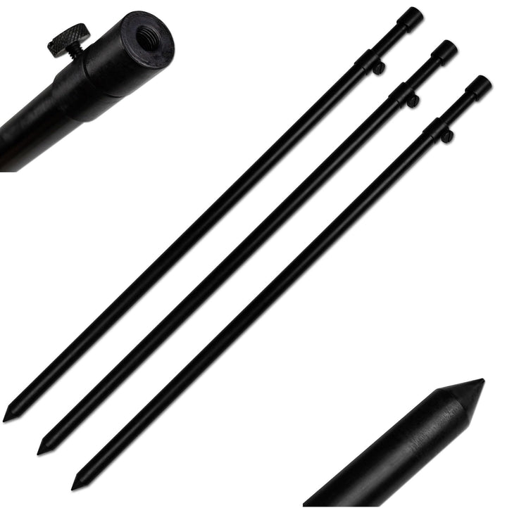 3er/4er Set Bankstick Alu Stormpole 40-70cm/60-105cm/80-140cm 19/16mm schwarz Erdspeer Erdspiess 3 S