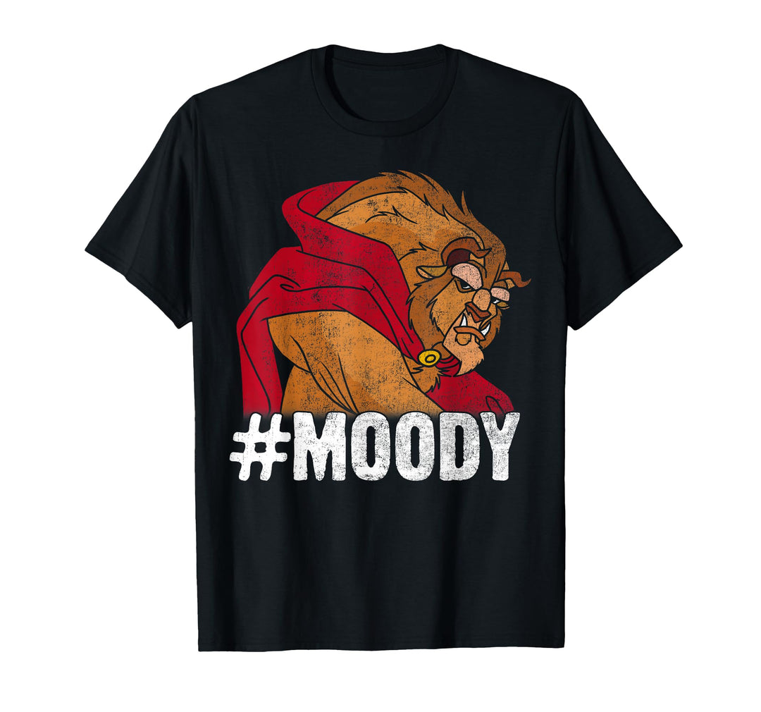 Womens Disney Beauty & The Beast #MOODY Grumpy Graphic T-Shirt XL Asphalt