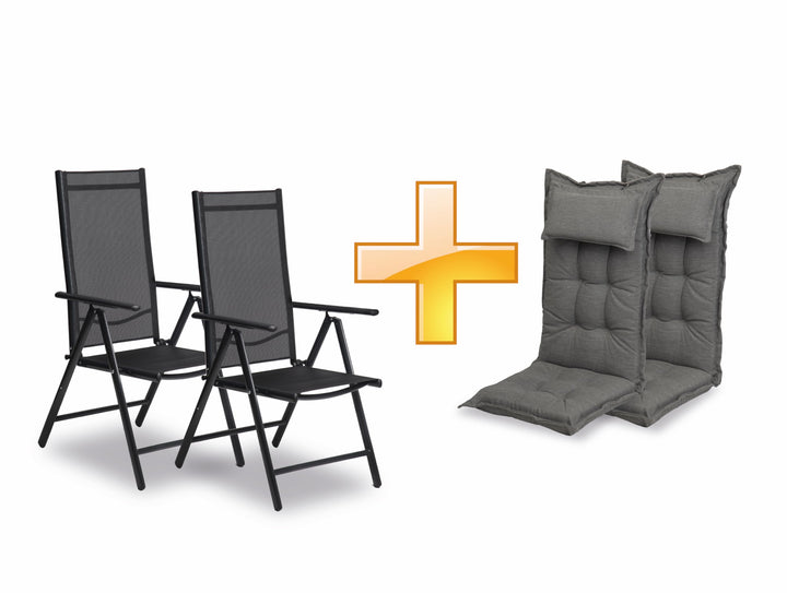 sunnypillow 2er Set Gartenstühle und Gartenstuhlauflagen Hochlehner | 120x50x9 cm Hochlehner Auflage