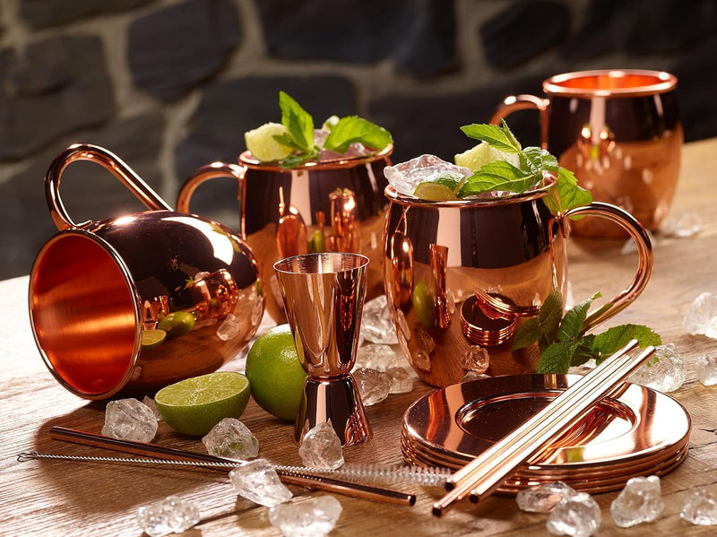 ECHTWERK Moscow Mule Kupferbecher 13er Set gefertigt aus Edelstahl bestehend aus 4x Kupferbecher 500