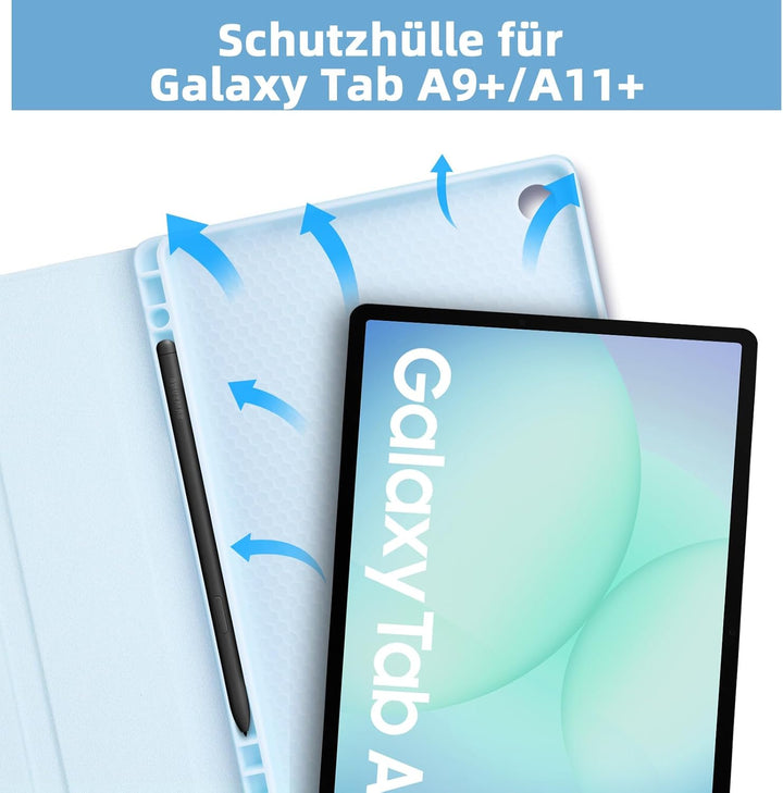 Bettdow für Samsung Galaxy Tab A9+/A9 Plus 2023 Tastatur Hülle, Deutsch QWERTZ Layout Abnehmbarer Be