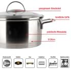 EUROHOME Kochtopf 1L - Kasserolle mit handlichem Griff - Edelstahltopf induktionsgeeignet - Fleischt