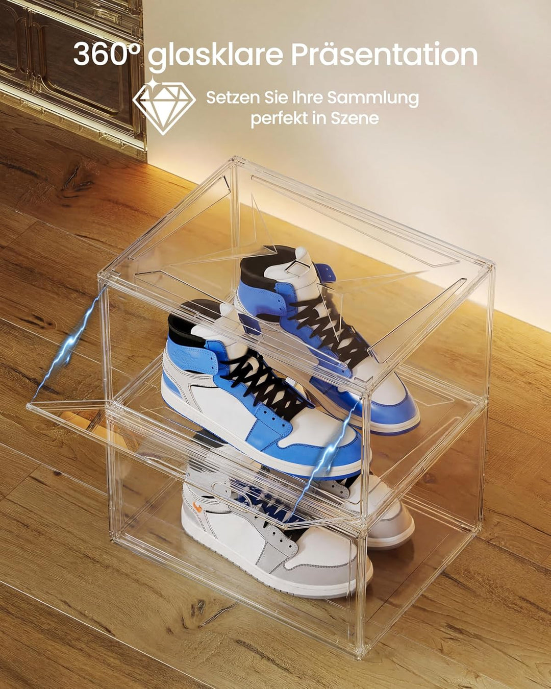 SONGMICS Schuhboxen stapelbar transparent, Schuh-Organizer, Schuhaufbewahrung, für Schuhe bis Grösse