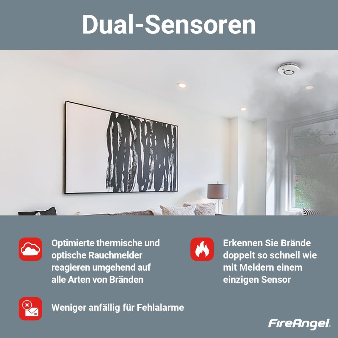 Fire Angel ST-630-DET Thermoptek Rauchmelder 10 Jahre Batterie Lebensdauer, funk vernetzbar,