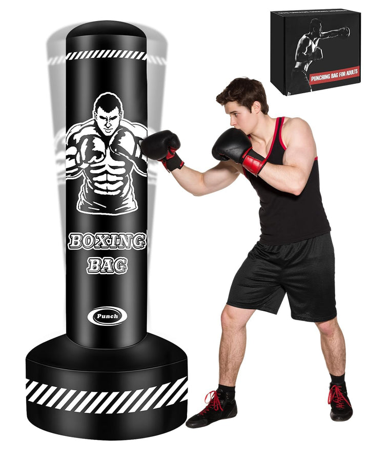 Boxsack Stehend Erwachsene, 180cm Freistehend Boxing Bag Aufblasbare Stehender Boxsack Kickboxing Ta