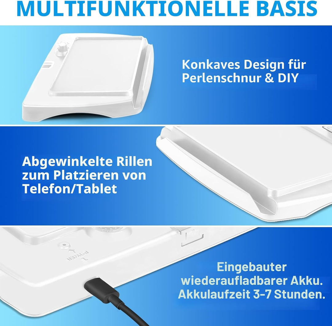 NZQXJXZ 10X Lupe mit Licht und Ständer, Wiederaufladbare 50 LED Flexible Schwanenhals Lupenleuchte,