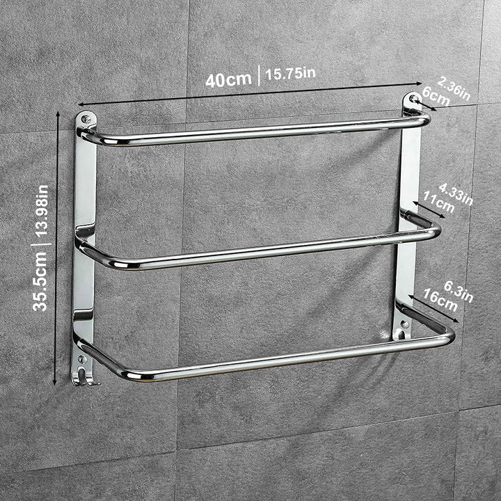 Yeegout No Drill 3-Tiers Handtuchhalter Edelstahl-Handtuchhalter für Bad Küche und Toilette (Silber)