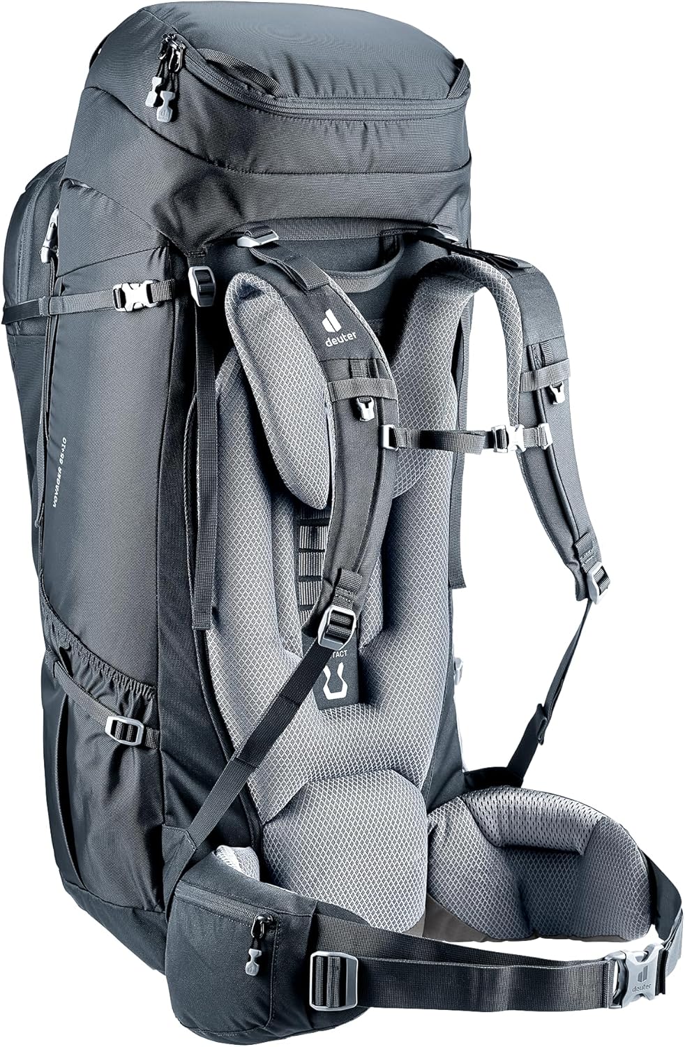 deuter Herren Voyager 65+10 Reiserucksack (1er Pack) 65+10 L Schwarz, 65+10 L Schwarz