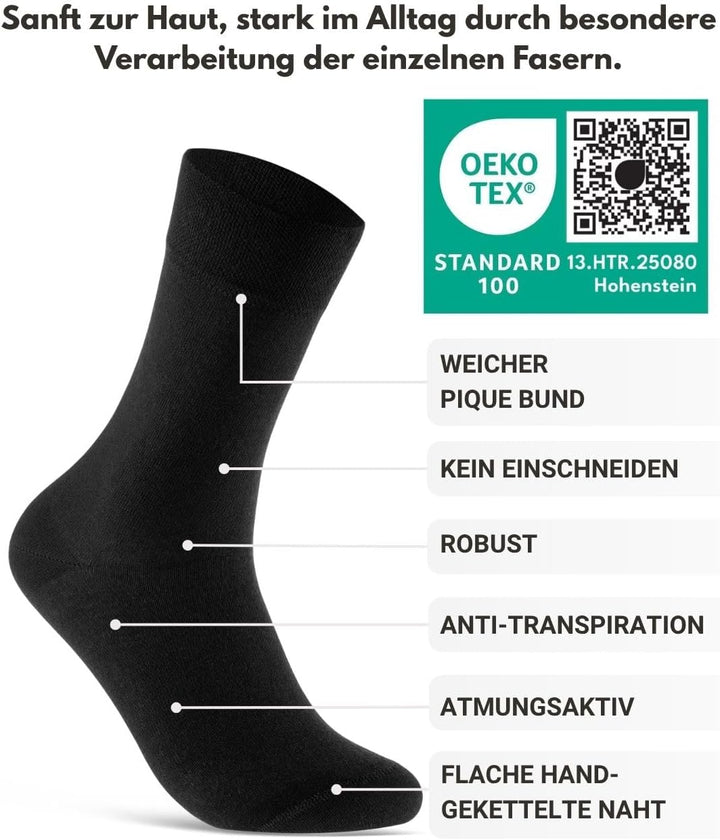 10 Paar Socken Herren Damen Business Herrensocken in Premium Qualität mit Komfortbund ohne Naht aus