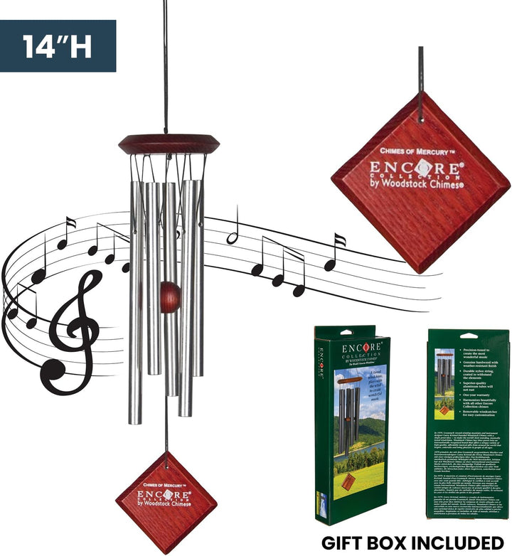 Woodstock Encore Collection Windspiel Chimes of Mercury, silber Silber / Schwarz 35,6 cm, Silber / S