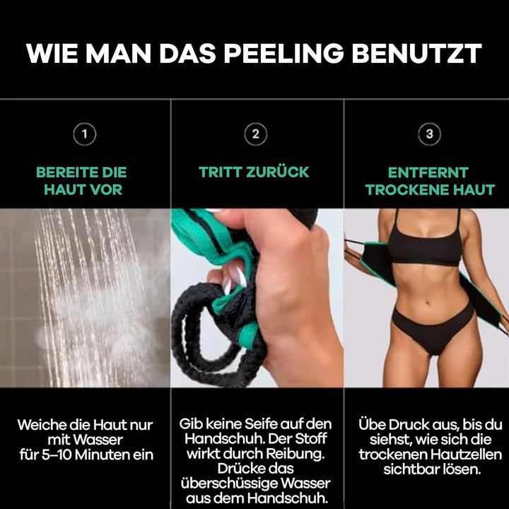 Dermasuri Tiefenpeeling-Rückenschrubber – Peeling-Badetuch – Duschschwamm Mit Zwei Texturen – Wieder
