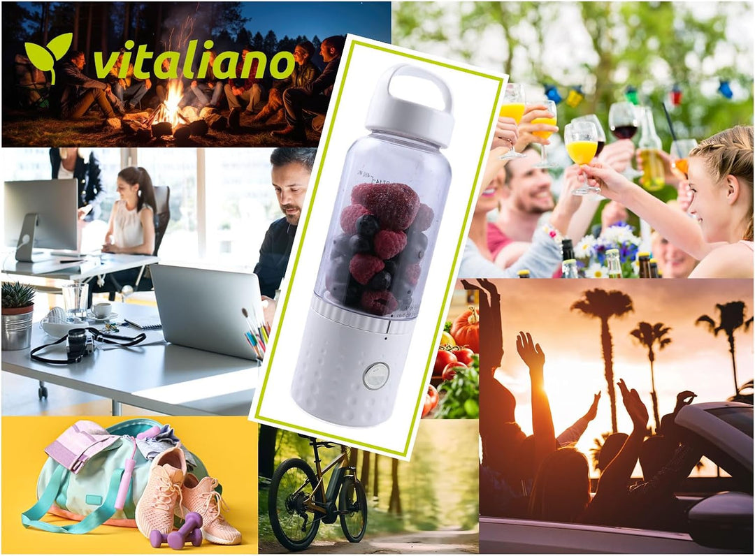 vitaliano tragbarer Smoothie Maker to go, 500ml, wechselbare Flasche, USB, spülmaschinenfest, leicht