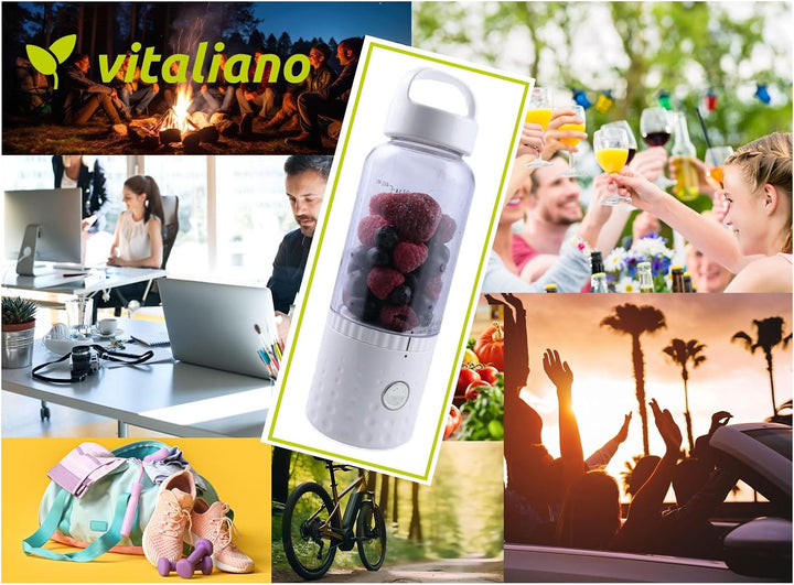 vitaliano tragbarer Smoothie Maker to go, 500ml, wechselbare Flasche, USB, spülmaschinenfest, leicht