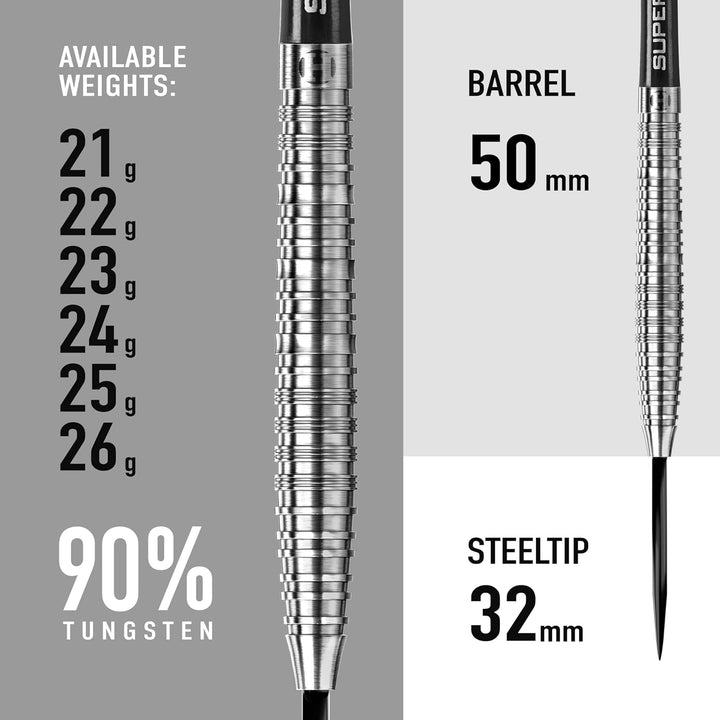 Harrows Steel Darts NX90 90% Tungsten Steeltip Dart Steeldart Hochwertiger Tungsten Dart 25 Gramm, 2