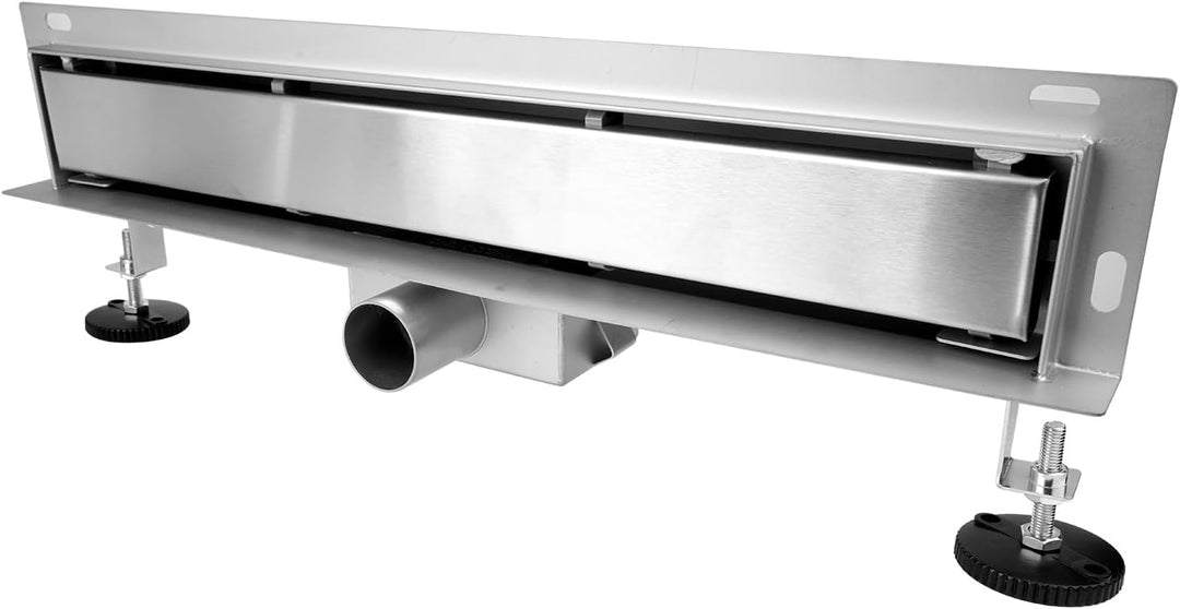 Duschrinne, Edelstahl Komplettset Wandablauf Wandmontage Befliesbar Haarsieb Rinne mit Siphon Montag