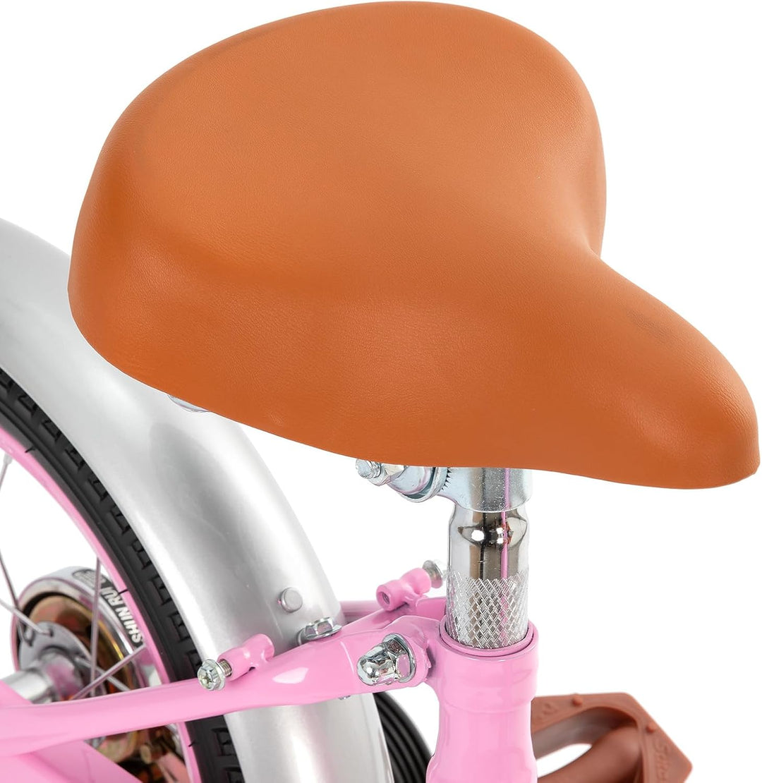 STITCH Retro 12/14/16/18 Zoll Kinderfahrrad für 2-8 jährige Mädchen, Kinderfahrrad mit Frontkorb & S
