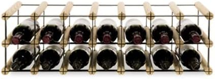 Weinregal aus Metall & Holz für 14 Flaschen, 22,5x72,5x25cm, freistehender Weinständer, Getränkerega