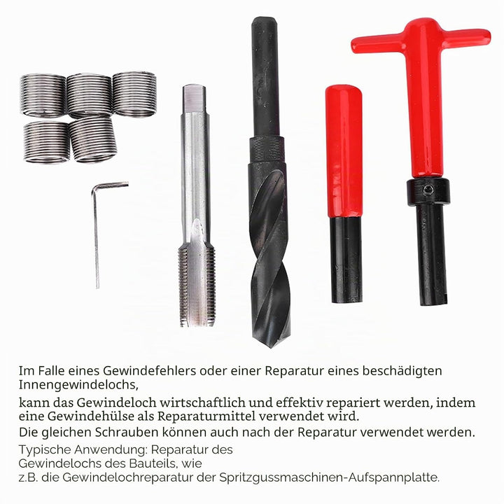 M18x1,5 Gewindereparatursatz Edelstahl-Spiralbohrerschlüssel Gewindeeinsatz für Auto