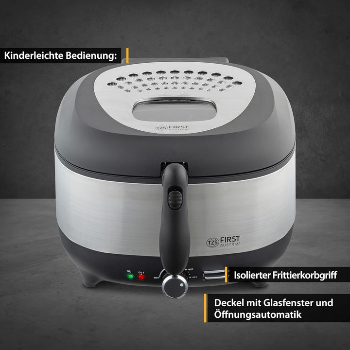 TZS First Austria Fritteuse | 3,5-Liter-Öltank | Antihaftbeschichtung | isolierter Frittierkorbgriff