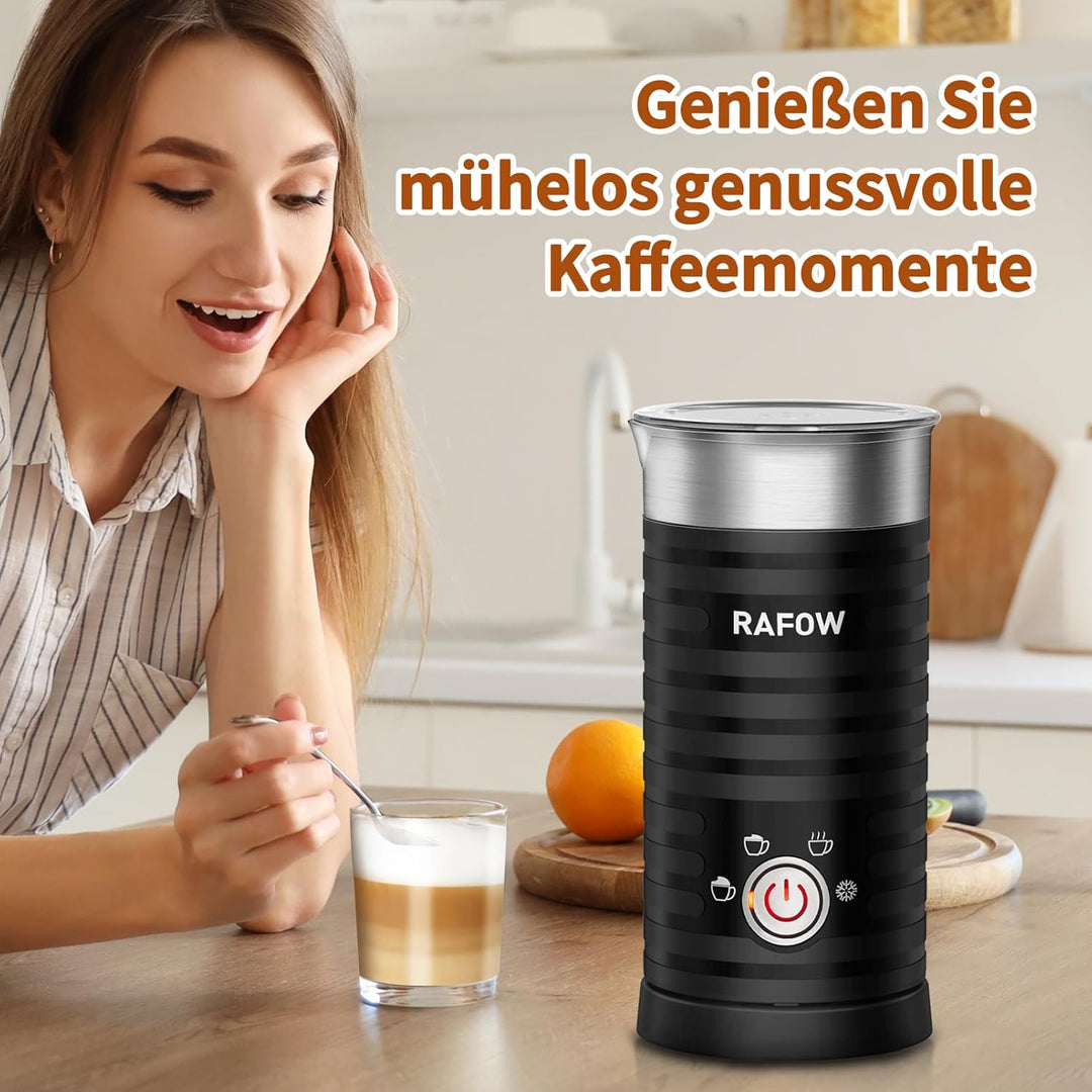 4-in-1 elektrischer Milchaufschäumer Dampfgarer – Heisser und kalter Kaffee-Schaumbereiter, 300 ml,
