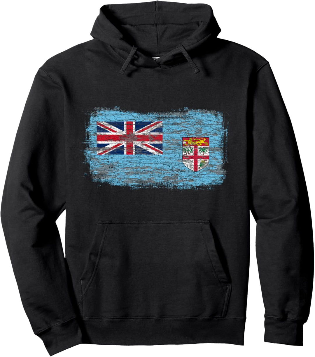 Rustikale Nationalflagge von Fidschi Pullover Hoodie