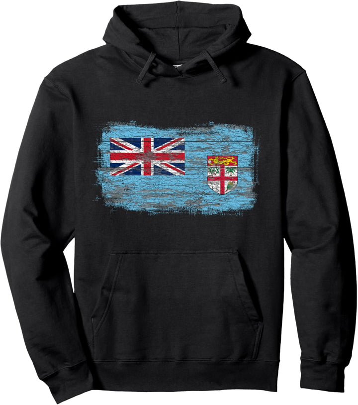Rustikale Nationalflagge von Fidschi Pullover Hoodie