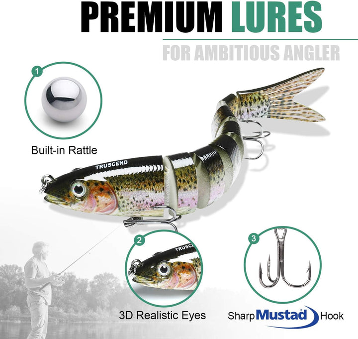 TRUSCEND Kunstköder Hecht, Fisch Köder für Zander Barsch Forellen Wobbler Swimbait, Angelköder Fisch