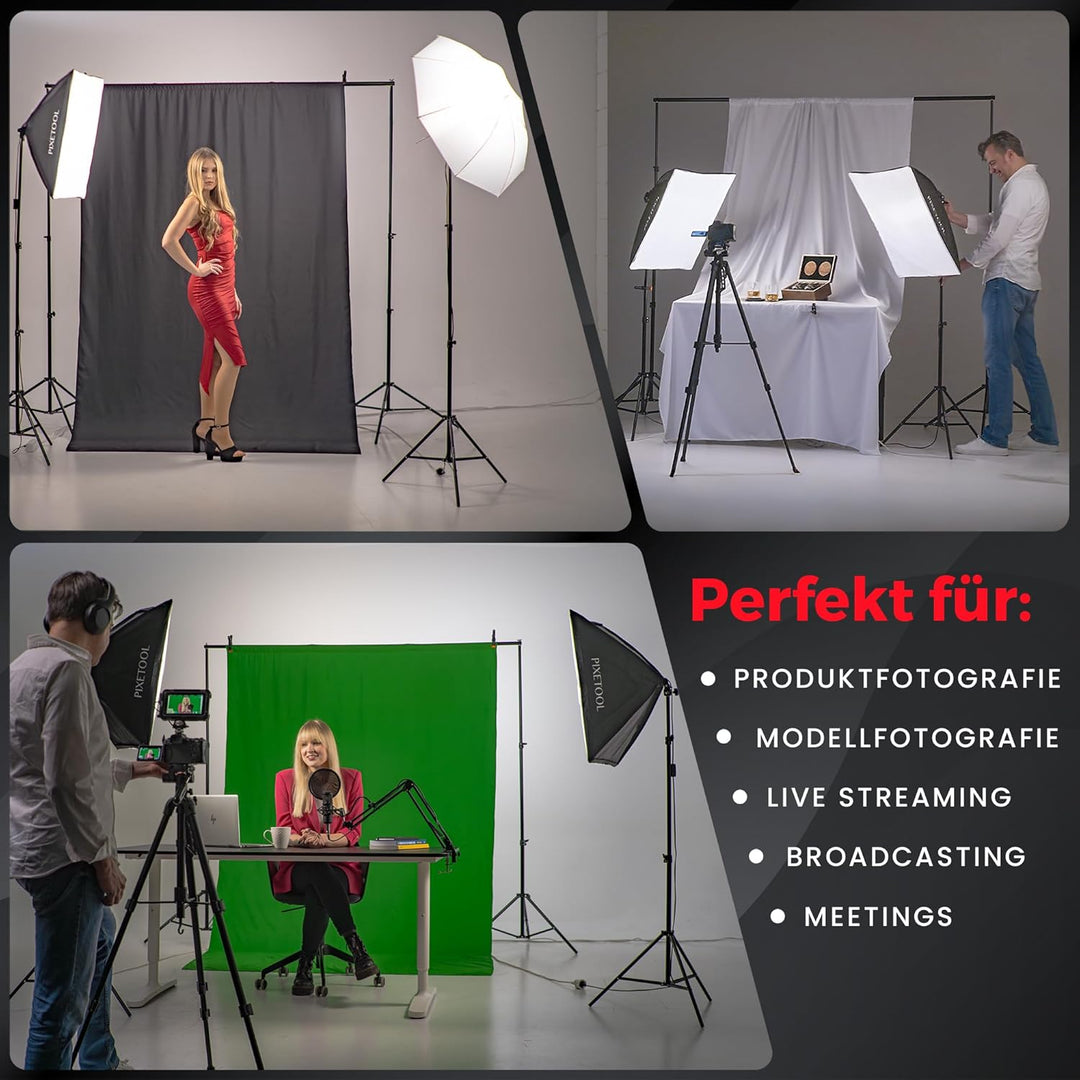 Fotostudio Set – 2 Softbox Licht, 2 Durchlichtschirm, 2 LED Lampen 4800 Lumen 3000-6000K – 50x70 cm