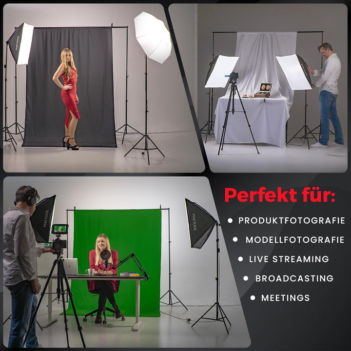 Fotostudio Set – 2 Softbox Licht, 2 Durchlichtschirm, 2 LED Lampen 4800 Lumen 3000-6000K – 50x70 cm