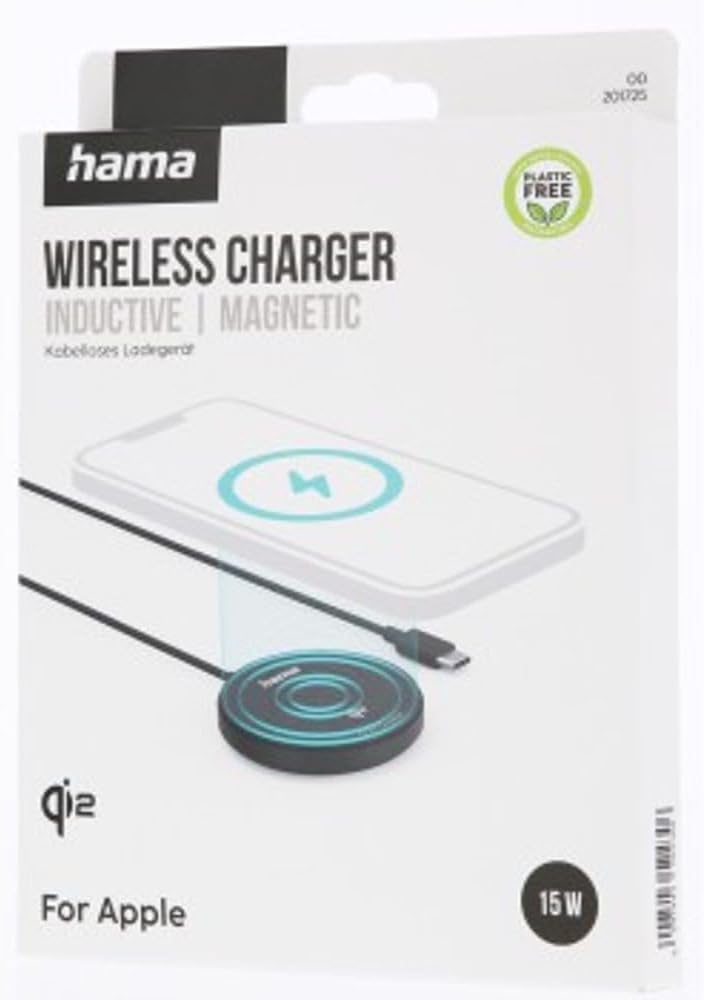 Hama Magnetisches kabelloses Qi-Ladegerät 15W (Qi2-zertifiziertes Ladegerät, Qi-Ladepad Fast Wireles
