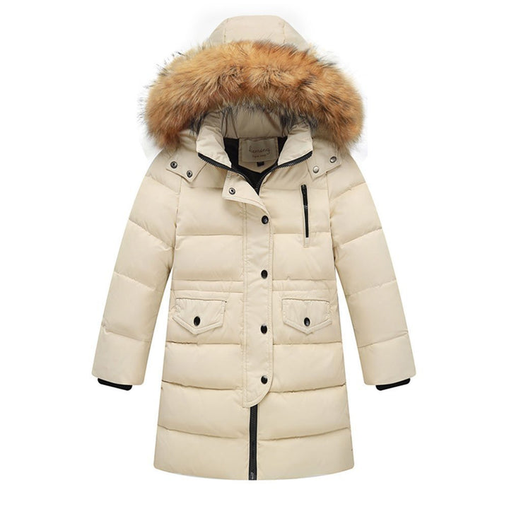 Wulide Kinder Mädchen Daunenjacken Winterjacke Daunenmantel mit Kapuze 98 Beige, 98 Beige