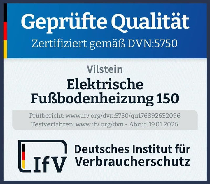 VILSTEIN Elektrische Fussbodenheizung für Fliesen Laminat und mehr I Komplett-Set I TWIN Technologie